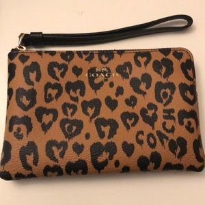 Coach Cheetah/Heart print Wristlet